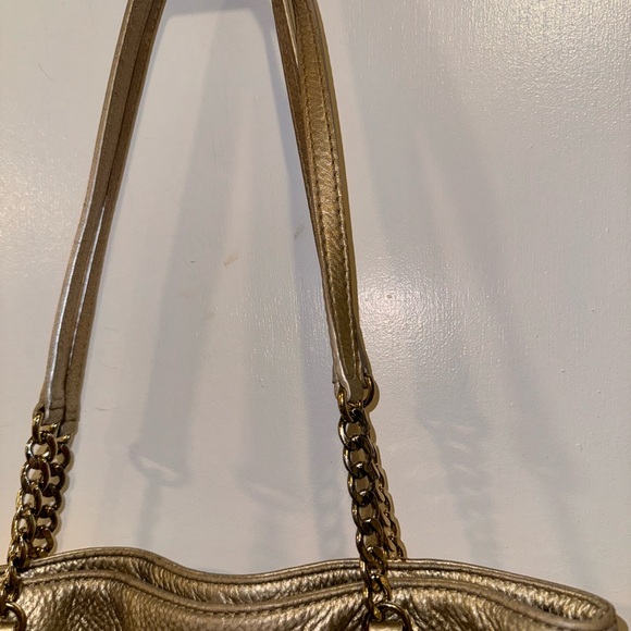 Michael Kors Gold Leather Shoulder Handbag Purse - Picture 3 of 9